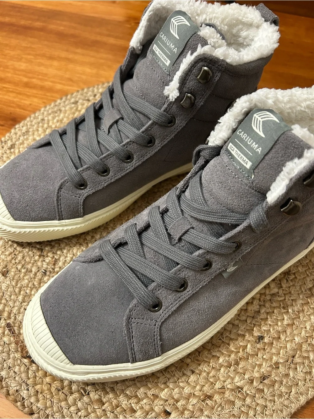 Cariuma Gray Sherpa High-Top Sneakers
